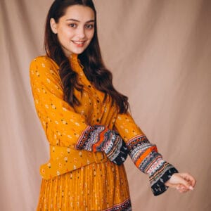 Serena Mustard Cotton Embroidered Unstitched Three Piece
